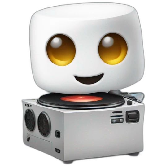 marshmallow playing dj emoji
