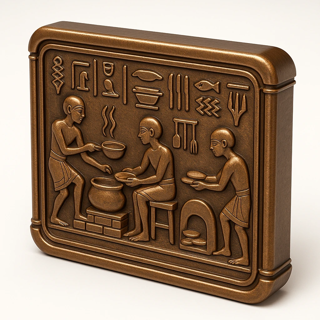 ancient Egyptian cooking scene in hieroglyphic style emoji