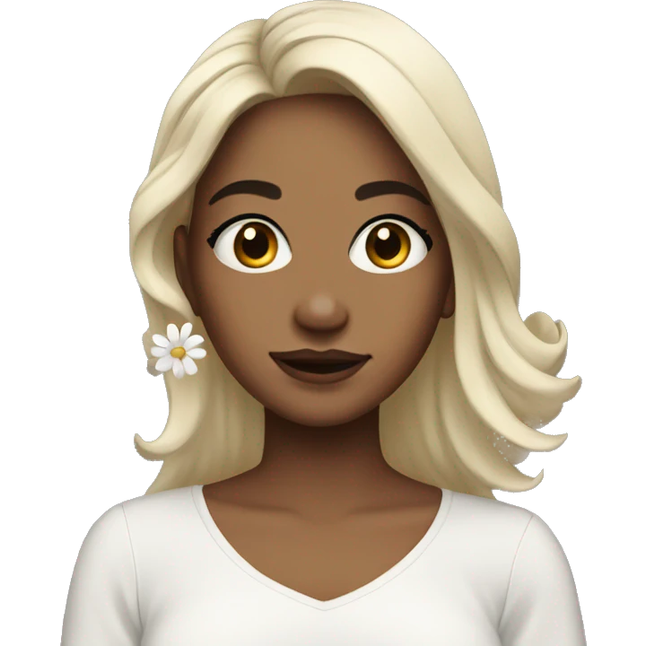 Medium Hair Girl with big white flower earrings emoji