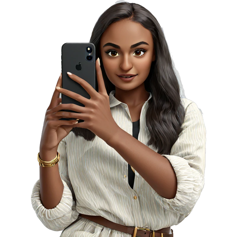 selfie of dark-skinned girl emoji
