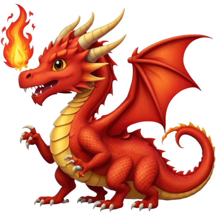 a red wales dragon with breathing fire emoji