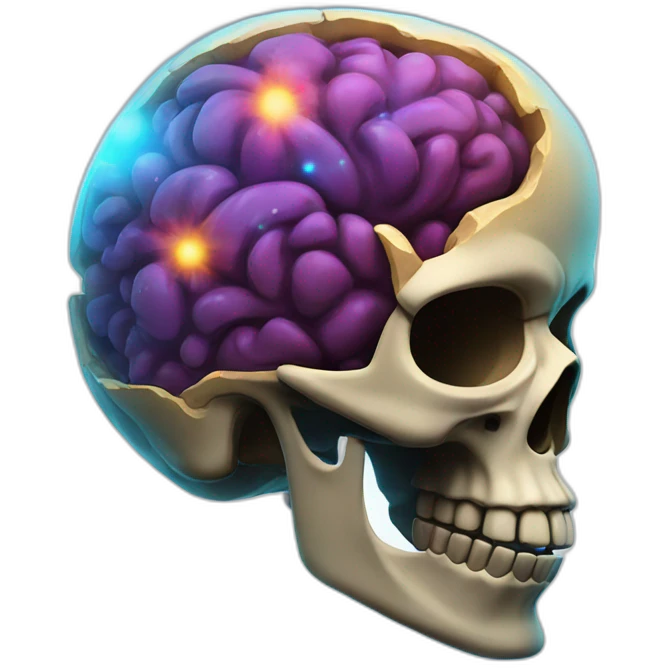 Super brain inside a skull with a galaxy in the background emoji