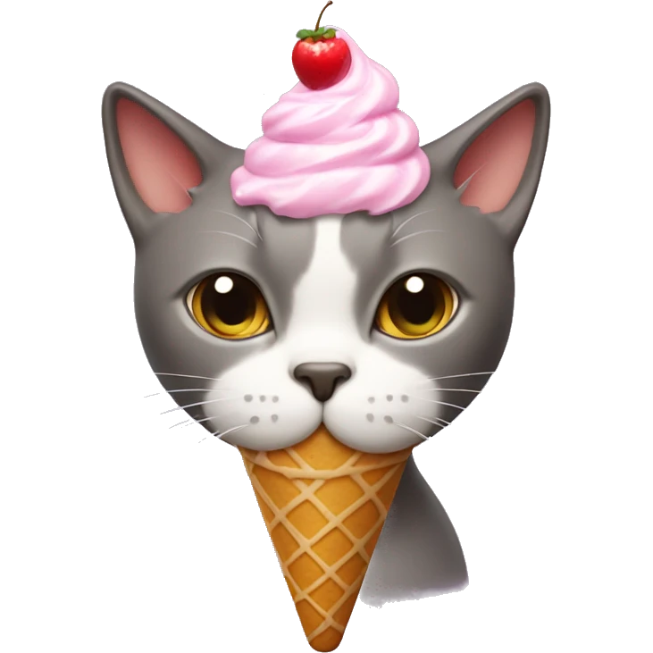 Cat with ice cream in it’s head emoji