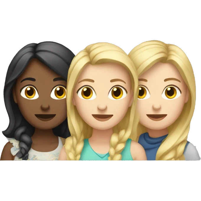 Three Caucasian female friends  emoji