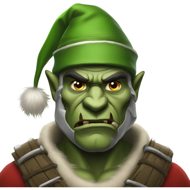 Fierce Orc ranger wearing santa hat emoji
