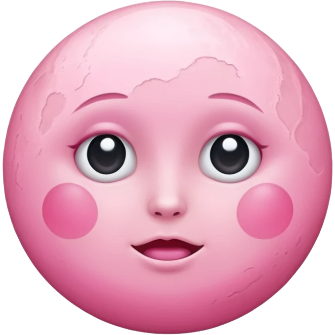 Pink moon with no eyes, no nose, no eyebrows and no mouth emoji