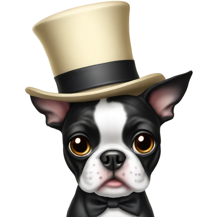 Boston Terrier in a top hat emoji
