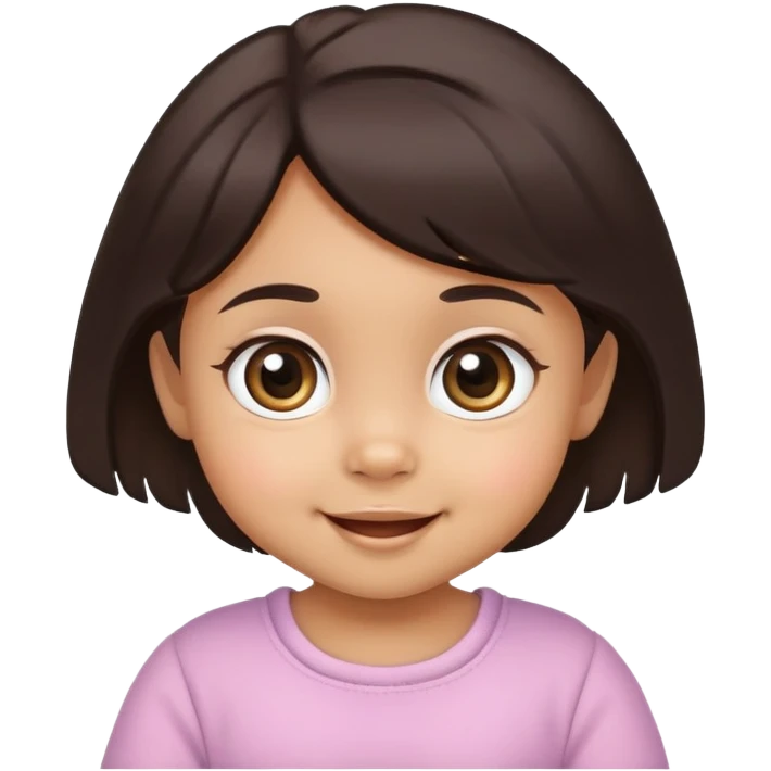 smiling baby girl with big eyes, medium skin tone, and dark hair emoji