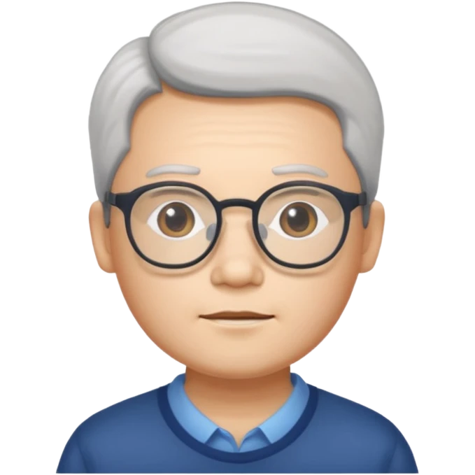 chinese white man wearing glasses with small mouth emoji