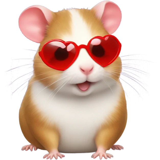 a hamster with red heart sunglasses  emoji