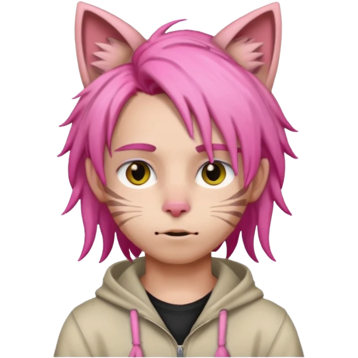 boy with pink dreads and cat ears emoji