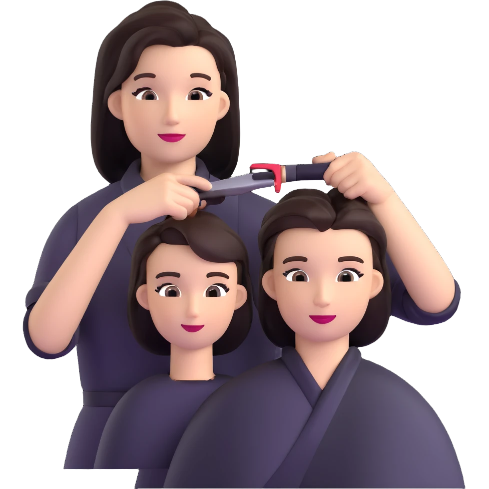 hairstylist demonstrating techniques to beauty school students emoji