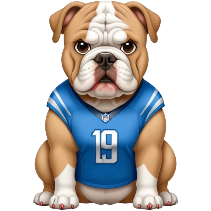 Bulldog wearing Detroit lions jersey  emoji