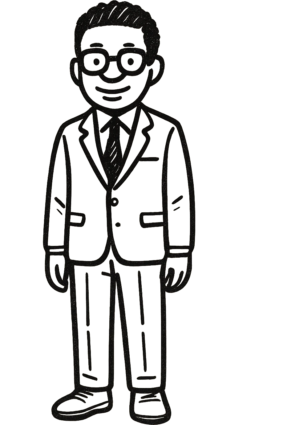 A dark-skinned man in a suit with glasses, full-length emoji