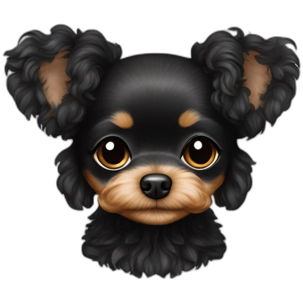 all black toy poodle chihuahua small girl fluffy dog emoji