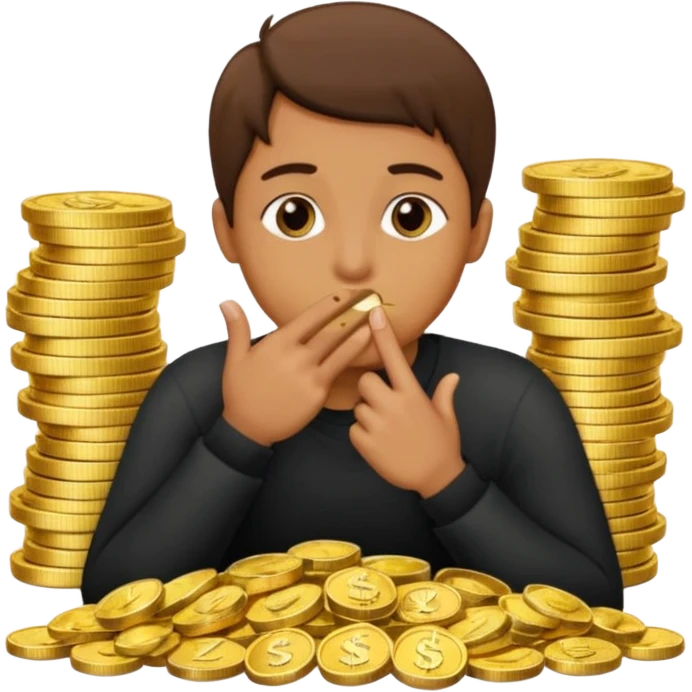 a bank de dinero y una persona haciendo gesto de silencio emoji