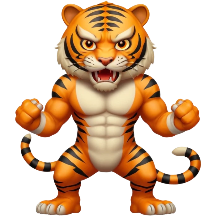 full body of angry tiger with fangs, front face  emoji