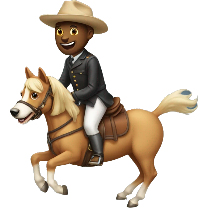 A dog riding a horse emoji
