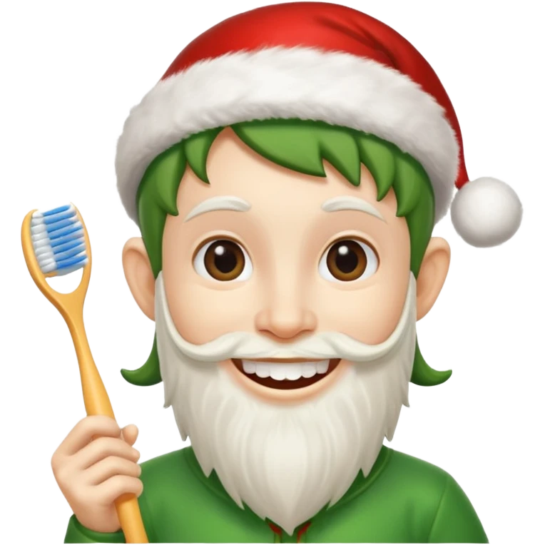 DUENDE NAVIDEÑO CON CEPILLO DE DIENTES EN LA MANO emoji