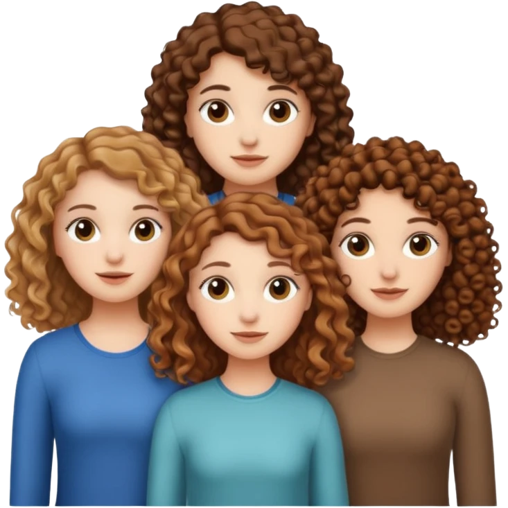 Three white girls, all of off this with brown hair but one whit straight one whit curly and one whit very curly emoji