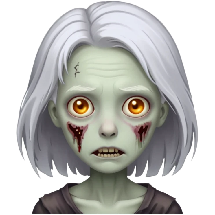 A pale zombie girl with white grey hair emoji