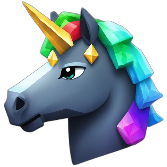 Minecraft Rainbow Black Unicorn Head With Diamond Horn emoji