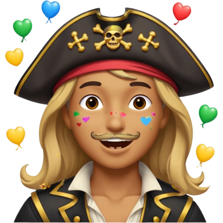 kissing pirate face with confetti emoji