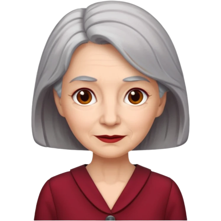 i need an image of a older woman named bonny who is a bind fund manager. where dark red professional dress with grey hair emoji