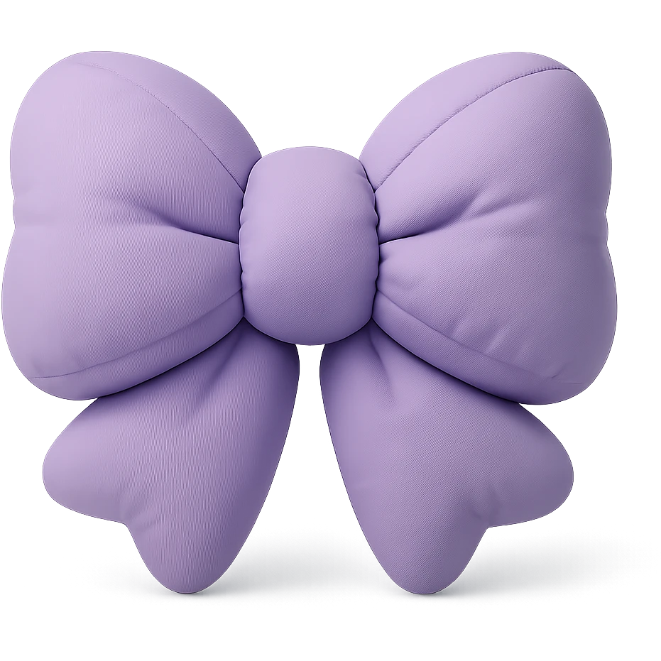 soft plush lavender bow with gentle shadows cushion style emoji