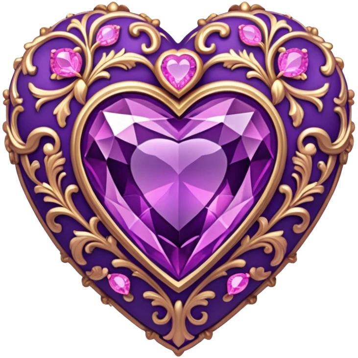 purple pink gemstone Rococo heart box emoji