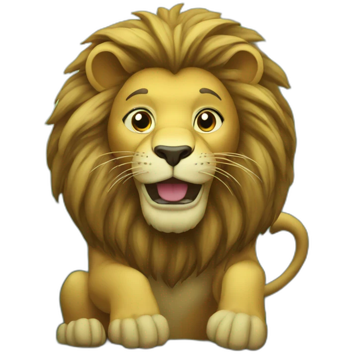 Lion in forest eating emoji