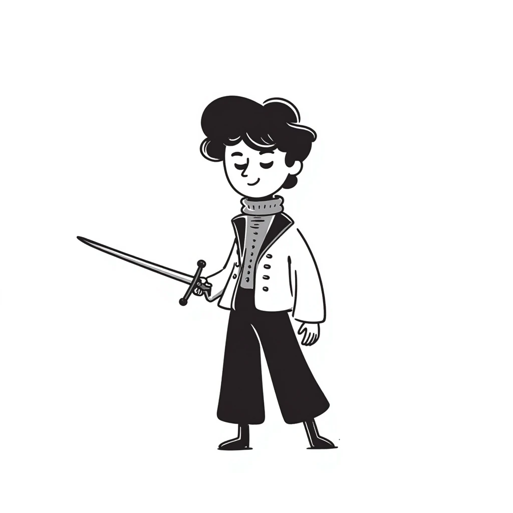 duelist with sword and fancy hat in classic fencing pose emoji