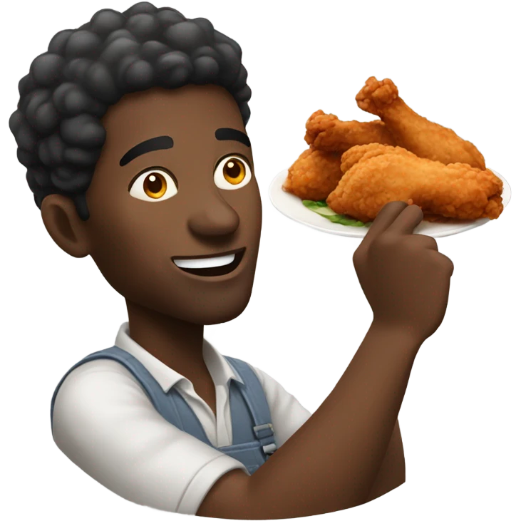 African guy eating fried chicken emoji