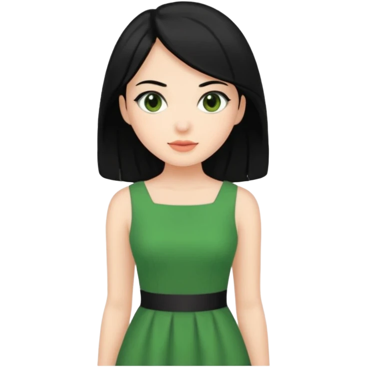 green dress black hair emoji