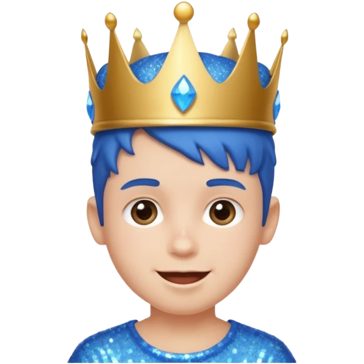 blue Boy happy glitter blue crown emoji