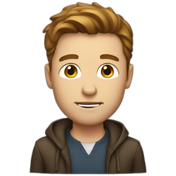 sassy white man with brown hair emoji