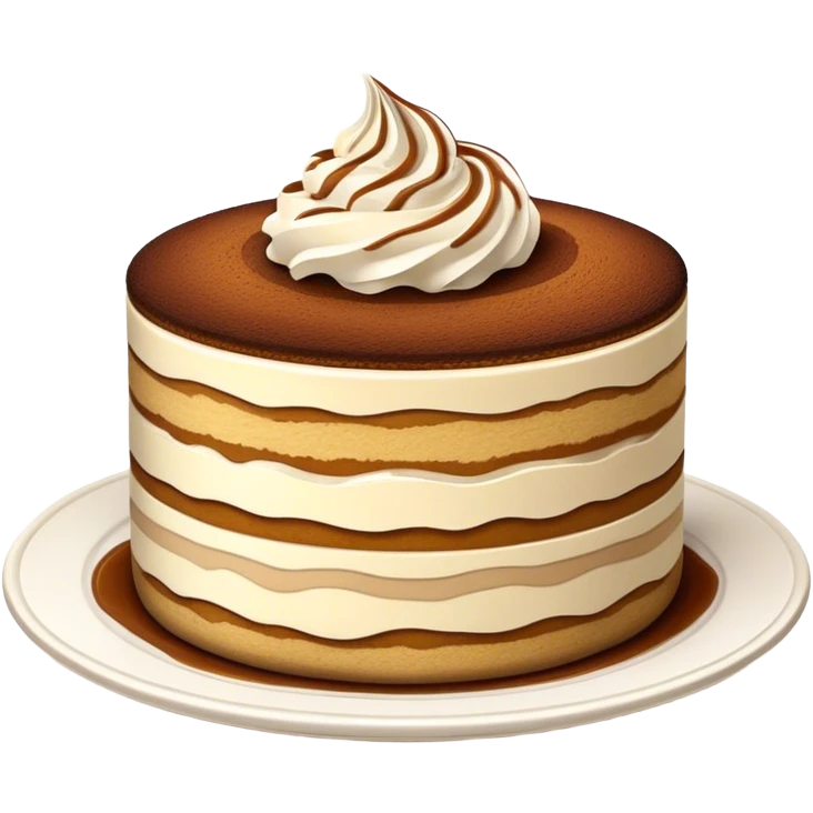 Tiramisu Cinematic Realistic Tiramisu Dessert Emoji, depicted as a delightfully messy, layered tiramisu with coffee-soaked sponge and mascarpone cream, rendered with rich textures and warm, indulgent lighting. emoji