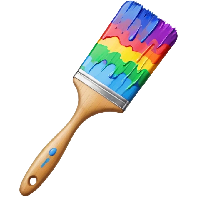paint brush with raindow paint emoji
