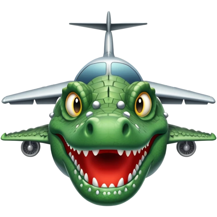 Un avions com cara de cocodrlilo i el cuerpo gris emoji