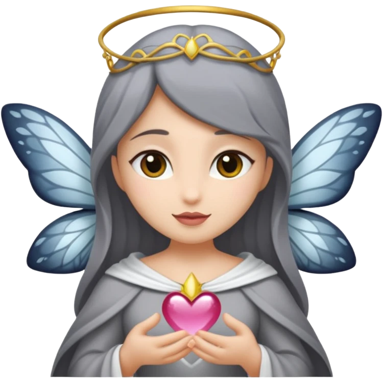 Gata gris oscura con blanco con dizfraz de hada emoji