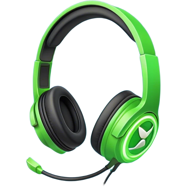 Clash of Clans aesthetic: Cinematic Playful Xbox Headset Portrait Emoji, rendered in a 3D vector-style similar to standard emojis with minimal shading and bold, simplified shapes. A compact, distinct form with signature details, softly glowing with a modern gaming energy charm. Simplified yet unmistakably iconic, highly detailed and consistent, glowing with a soft radiance and high shine. Stylized with a touch of next-gen innovation and a soft glowing outline, capturing the essence of a beloved gaming relic with a friendly, playful manner! emoji
