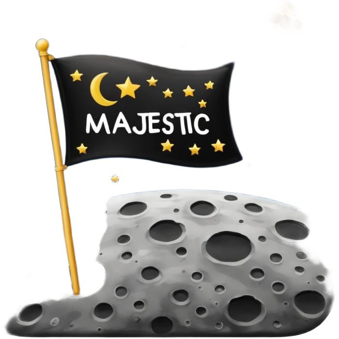 На фоне космоса луна а на ней флаг и написано "Majestic" emoji