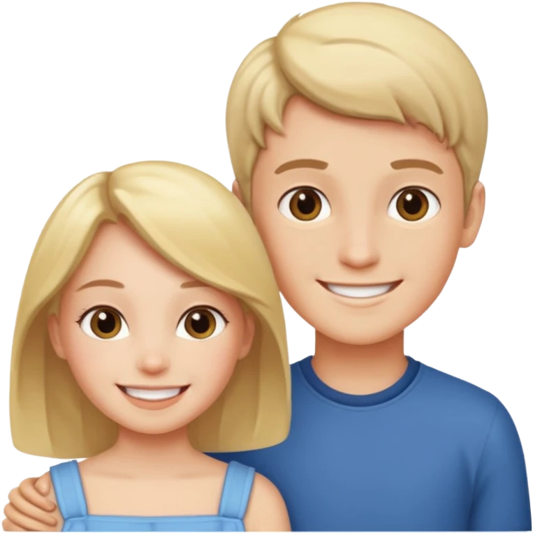 Boy and lady with smiles indoors emoji