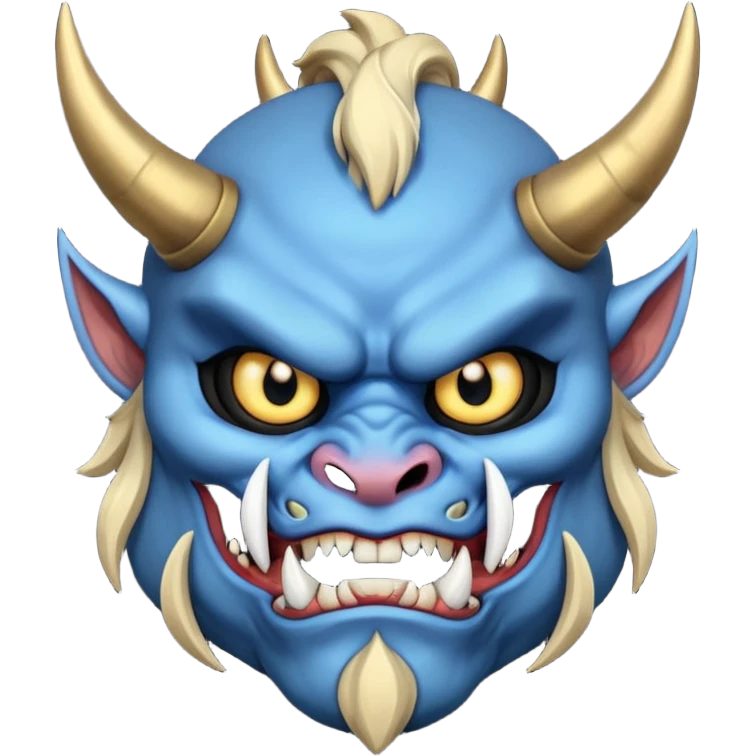 blue oni with black and gold eye. has black horn emoji