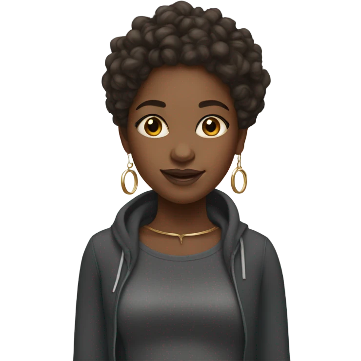 Black girl with curly hair and hoop earrings emoji