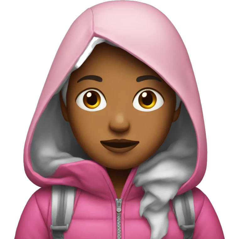 Cold girl with a pink jacket on emoji