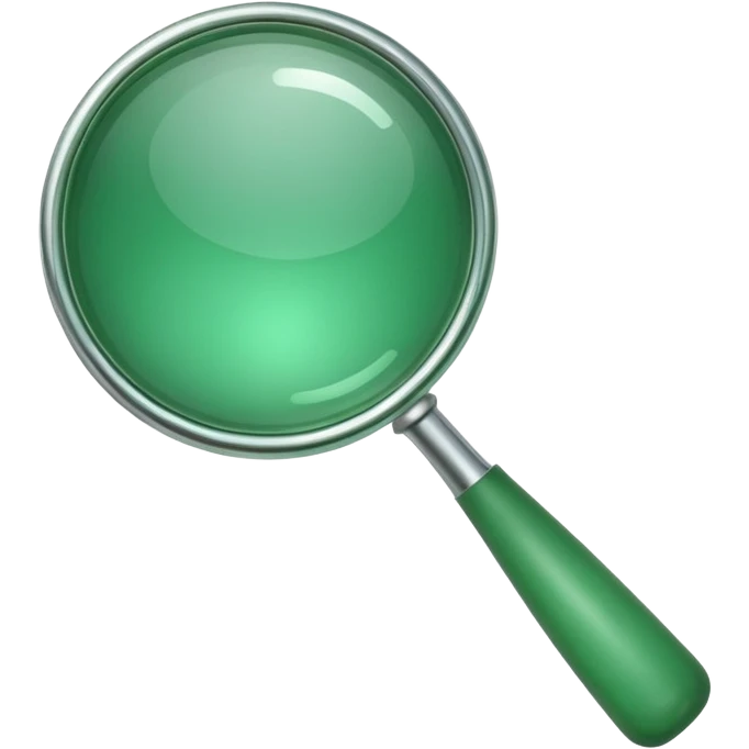 create a custom PNG of a green magnifying glass emoji that uses the same colour scheme and gloss as the 💚 and the 🟢 emoji