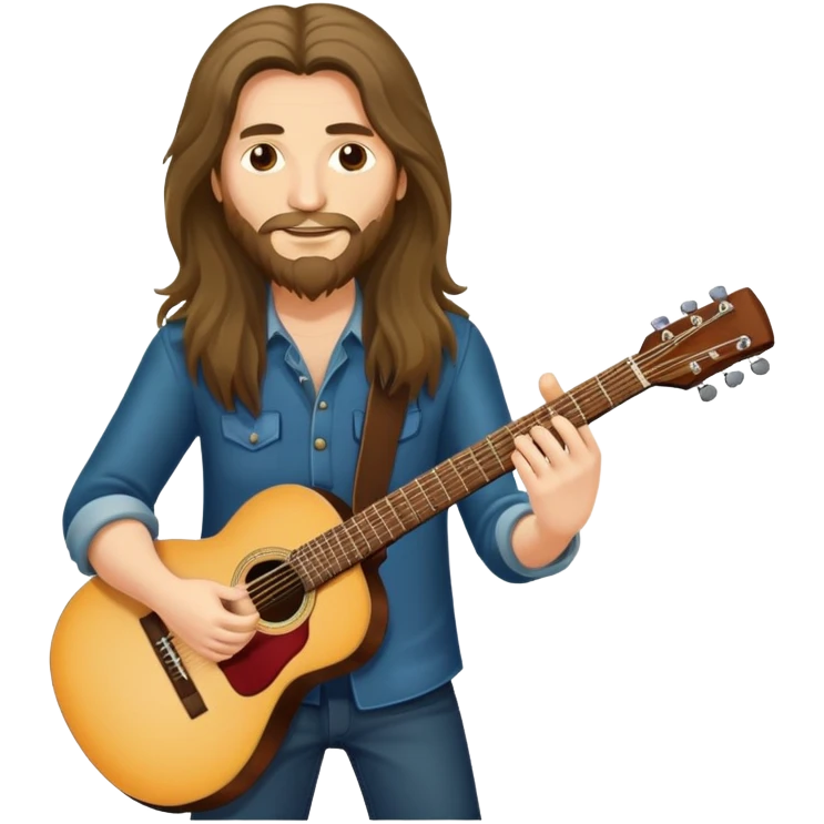 long haired man full body sfw with guitar emoji
