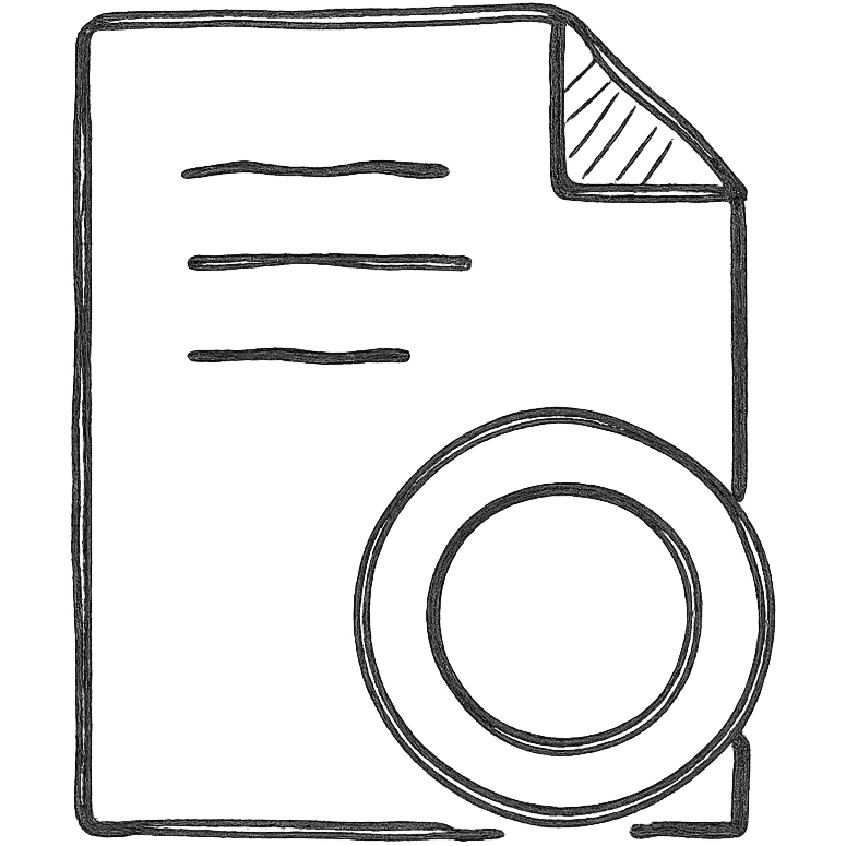 paper document with a red stamp hand drawn outline icon emoji