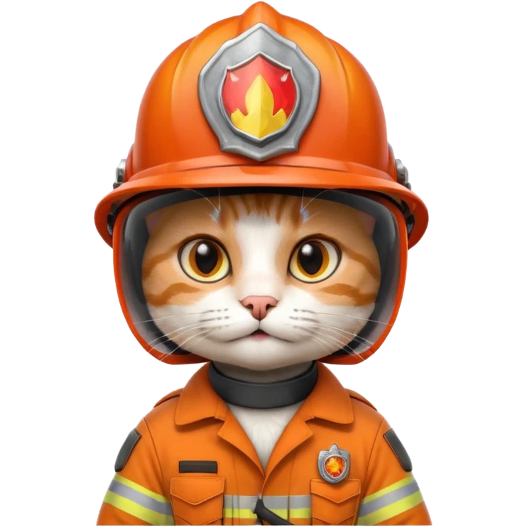 Cat firefighter, uniform including helmet of uniform emoji